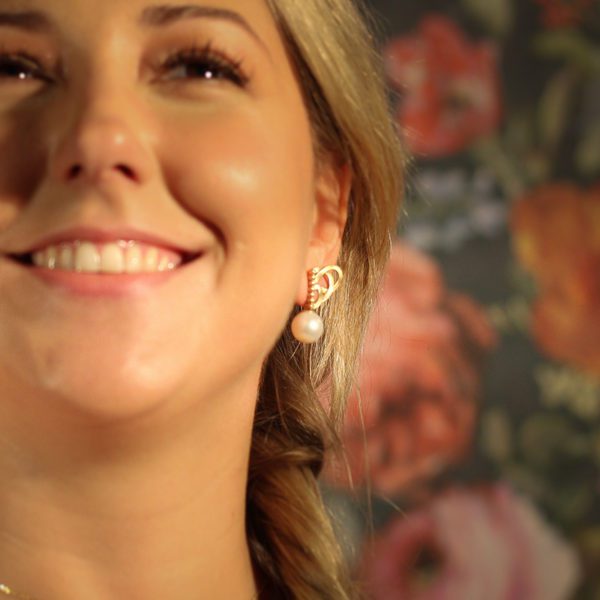 Brinco EarCuff Renda Petit em Ouro Amarelo com Diamantes e Pérolas