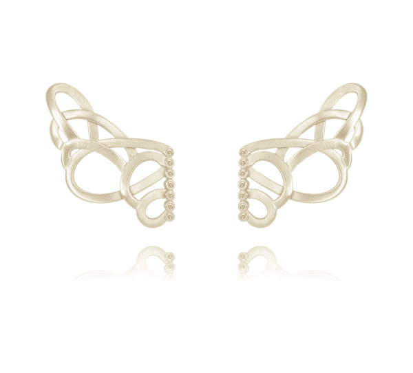 Brinco EarCuff Renda em Ouro e Diamantes Champagne