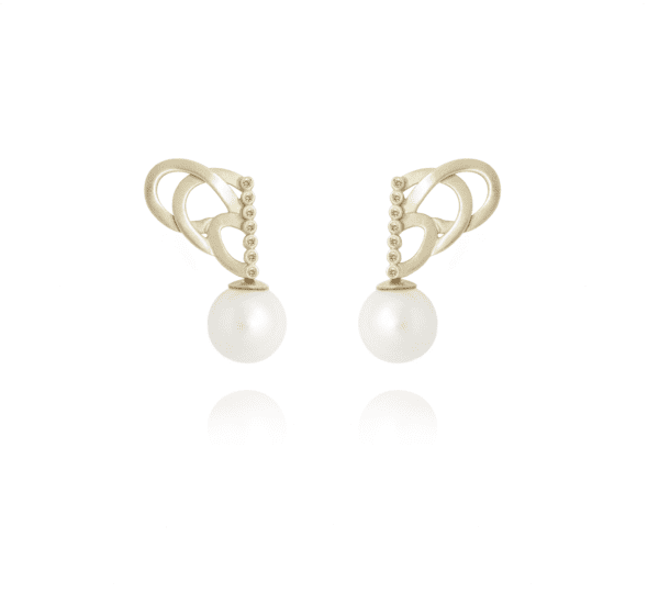 Brinco EarCuff Renda Petit em Ouro Champagne com Diamante e Pérolas